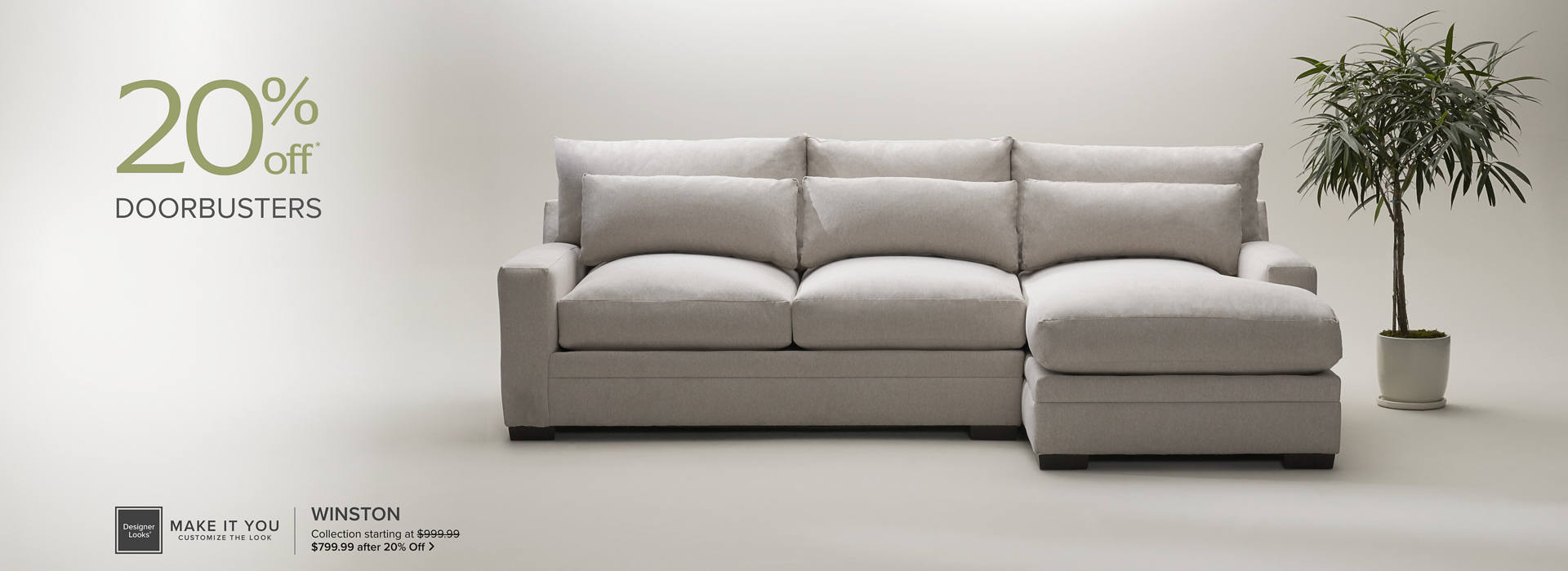 Winston 2-Piece Sectional starting at $799.99 after 20% off
