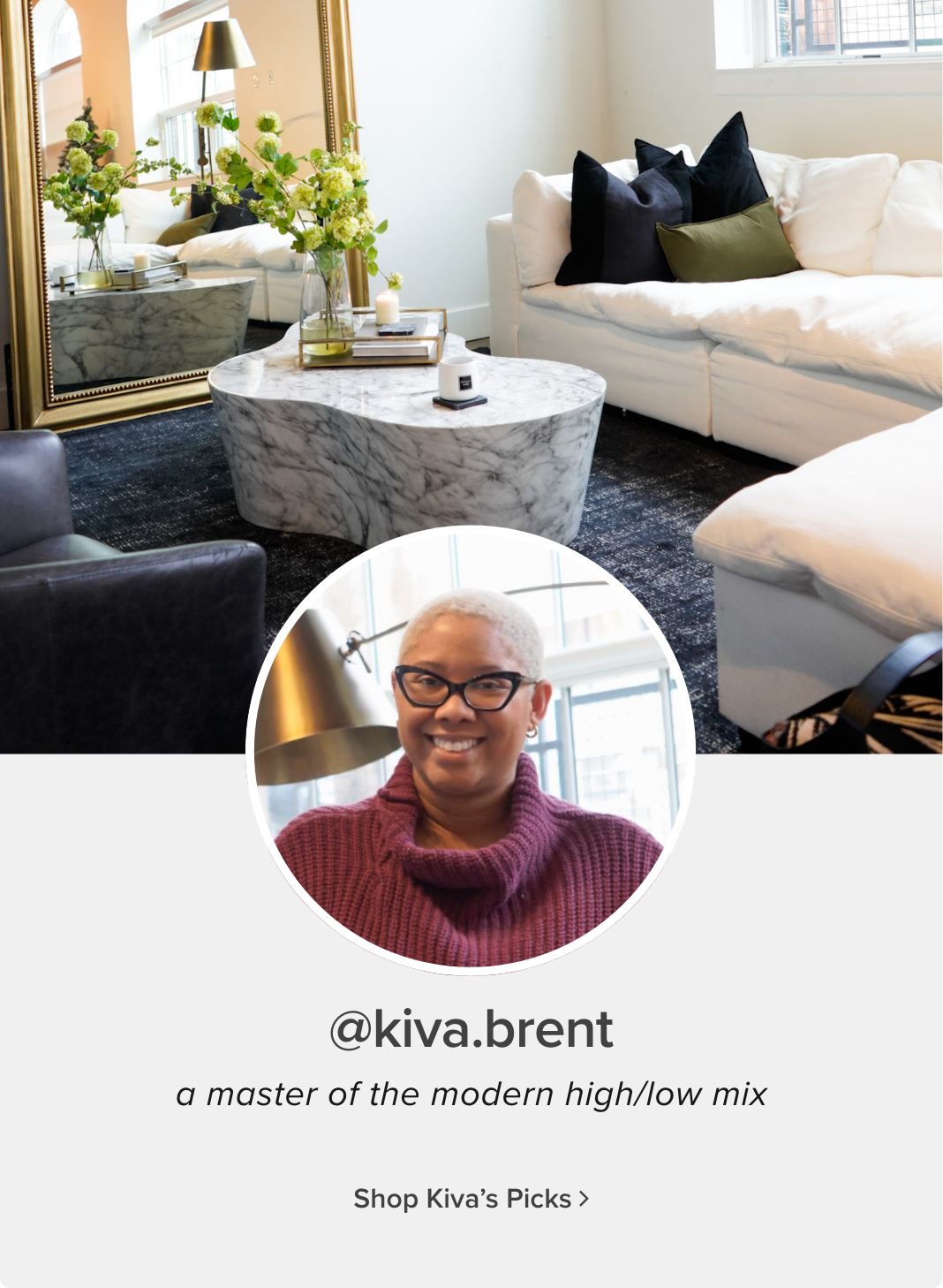 @kiva.brent a master of the modern high/low mix. Shop Kiva's Picks > 