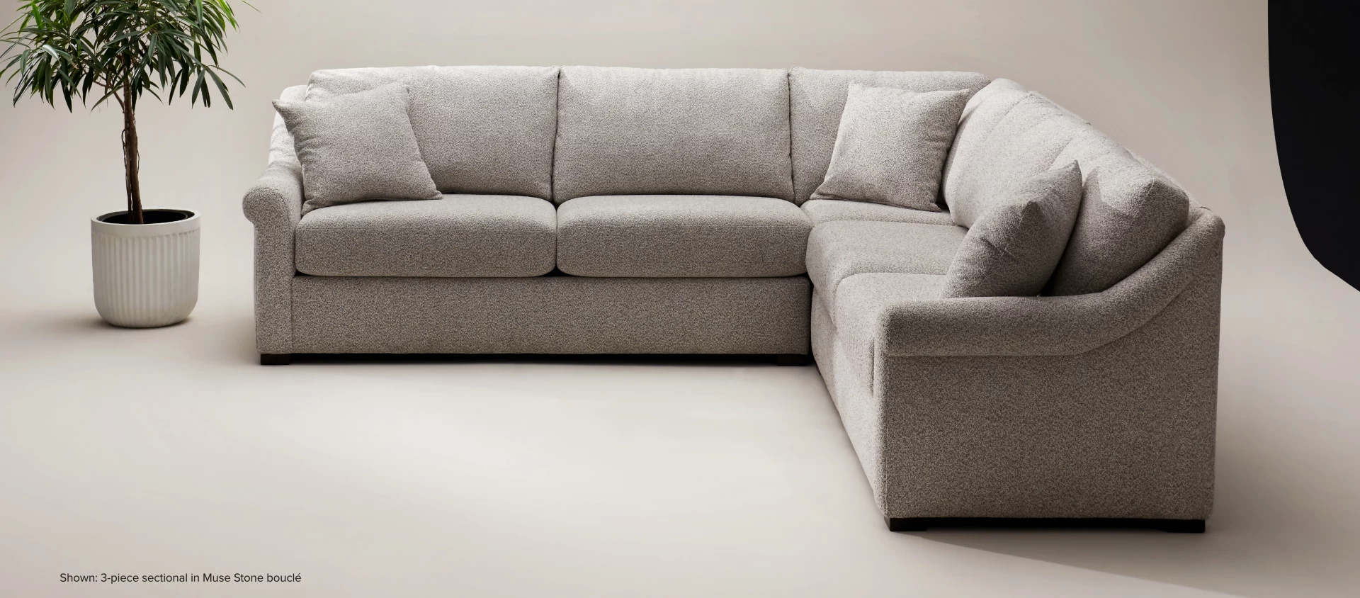 Bowery 3-piece sectional in muse stone boucle