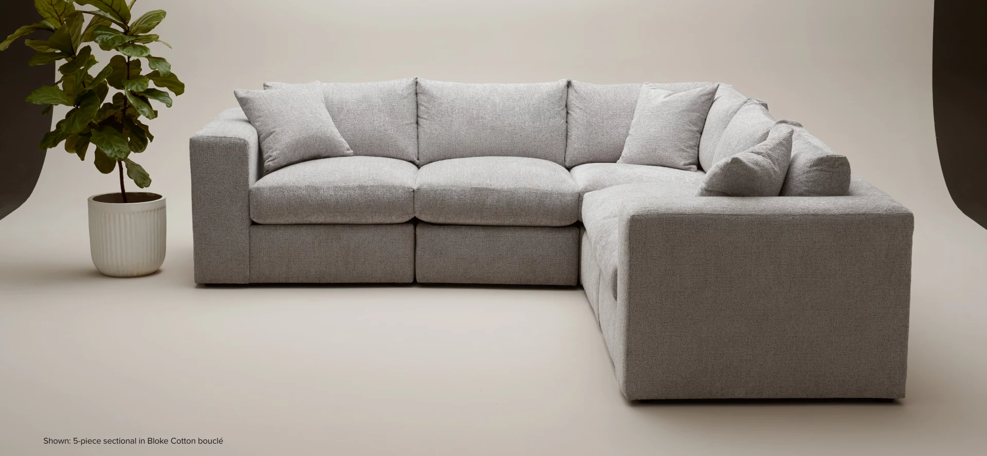 Collin 5-piece sectional in bloke cotton boucle