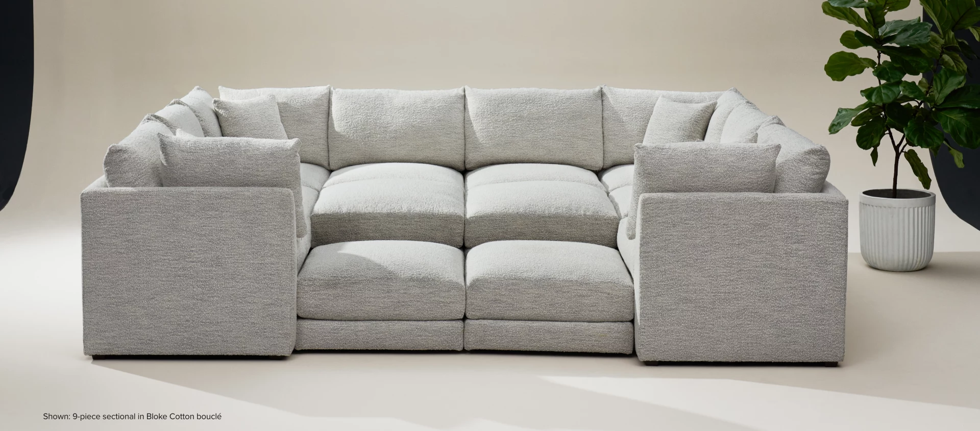 Nest 9-piece sectional in bloke cotton boucle