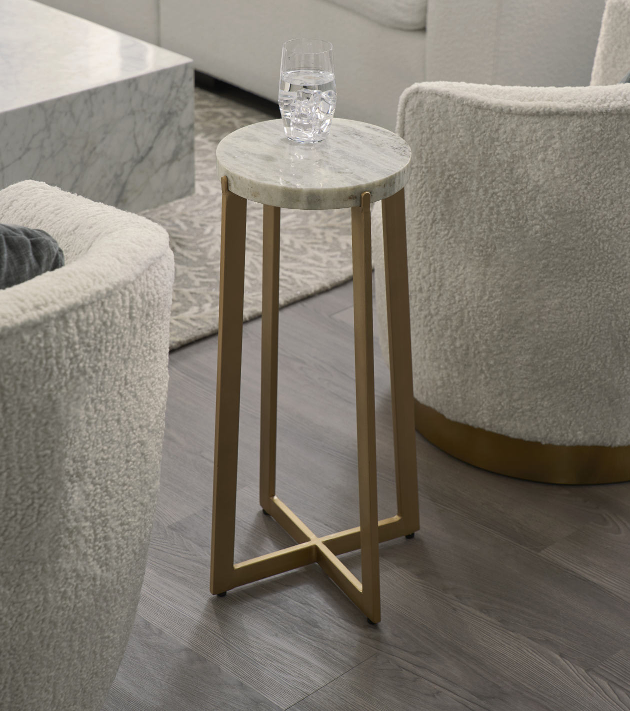 Brass and marble accent table